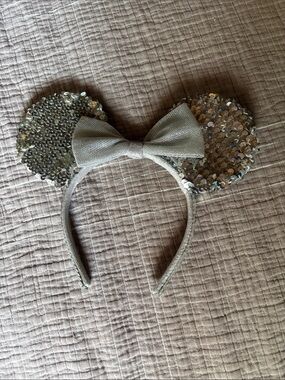 Silver Sequin Minnie Ear Headband for Kids